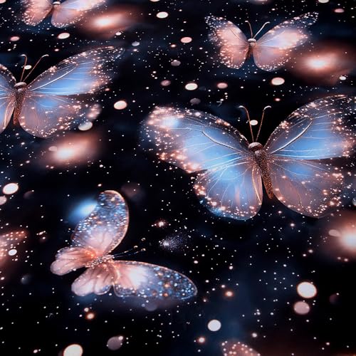 Image of Bedding Fitted Sheet with Deep Pocket,3D Pattern Printed Fabric Bed Sheets (Black Butterfly, Full)