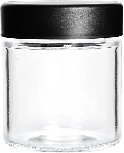 Tarros gruesos de vidrio negros de 3 onzas con tapas negras  0.18 oz  150 recipientes herméticos para aceite, bálsamo labial, cera, cosméticos  Mini