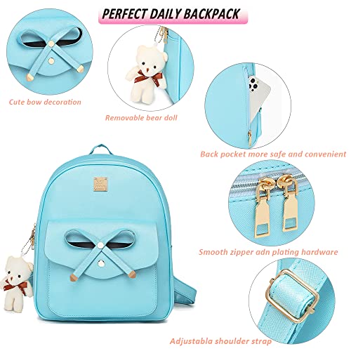 Image of MACCINELO Cute Leather Mini Backpack Purse for Women Bowknot Small Backpack for Girls gift Rucksack Ladies Shoulder Bag 3pcs