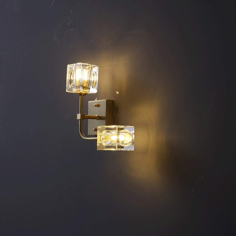 OZBMA Wall Mounted Light Bronze Crystal Lamp Warm Luxurious Personality Creative Bedroom Bedside Room Corridor Aisle Sconce Spotlights G9 Reading (Size : 4-lamp) (size_name 2)