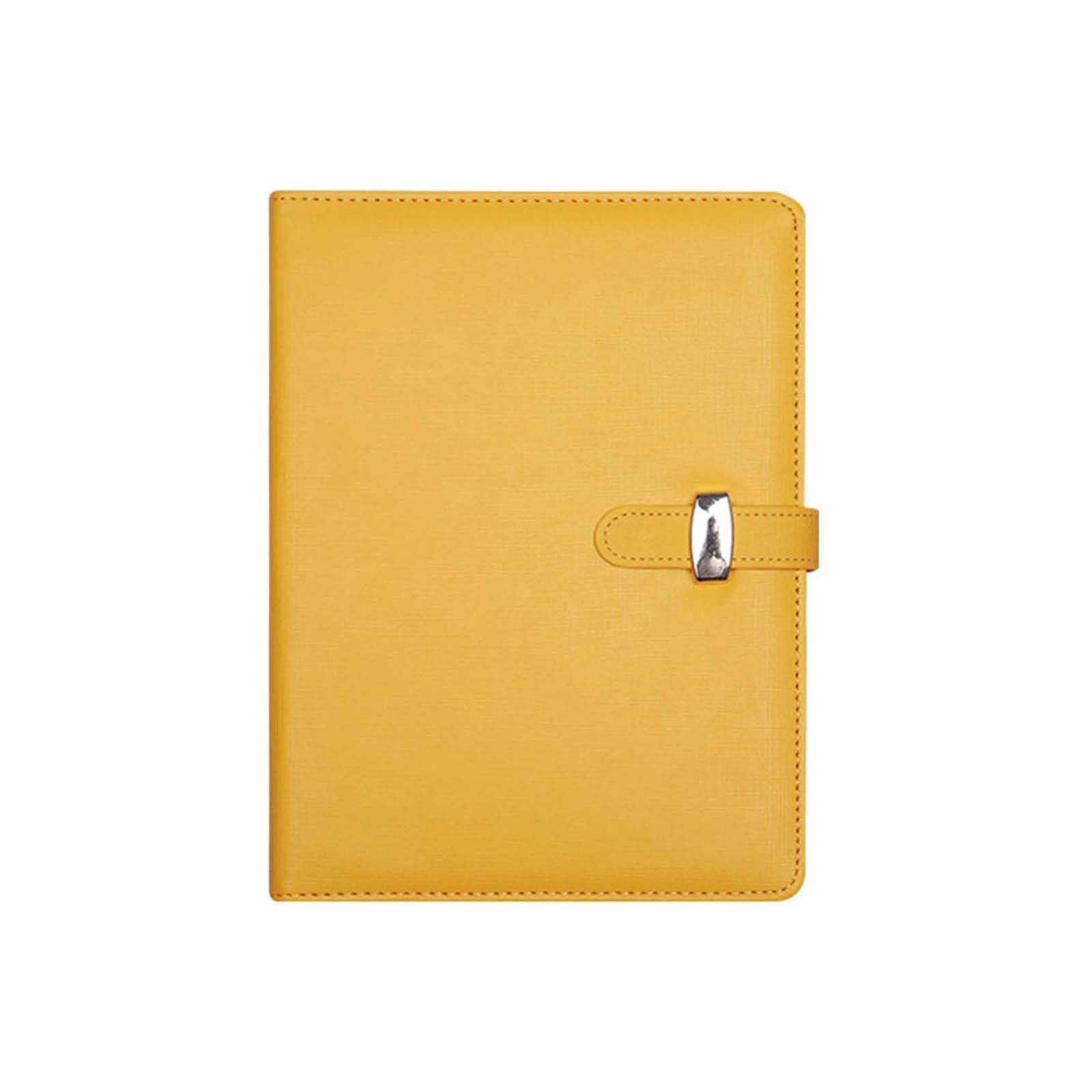SagaSave B5 Yellow Pu Leather Business Notebook with Pen Slot and Card Slots Refillable Notepads for Men Women