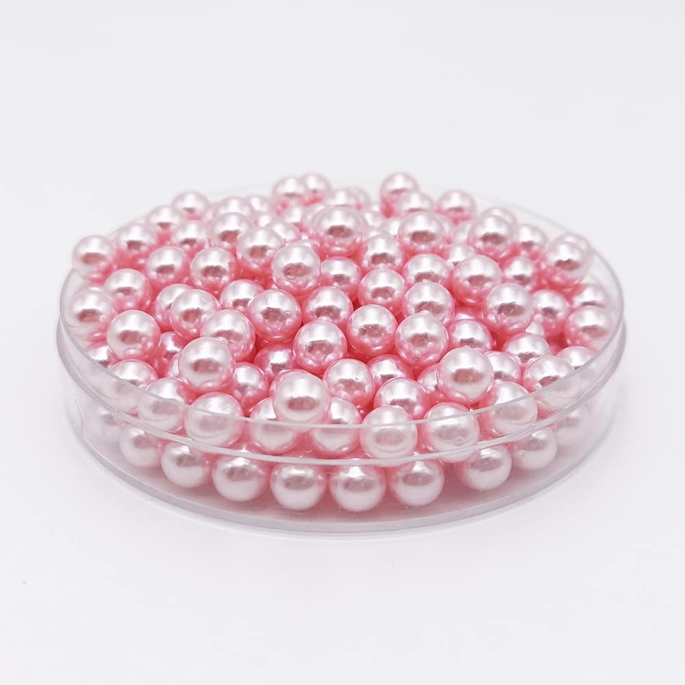 INSPIRELLE 1100pcs Pink Undrilled ABS Art Faux Pearls for Vase Fillers, 8mm No Hole Makeup Beads to Hold Lipstick Eyeliner, Imitation Round Pearl Beads for Table Scatter Home Wedding Decoration - Image 4