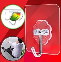 Vista 7 de 40pcs Heavy Duty Adhesive Hooks for Damage-Free Hanging - Transparent Plastic Hangers for Ceilings and Walls