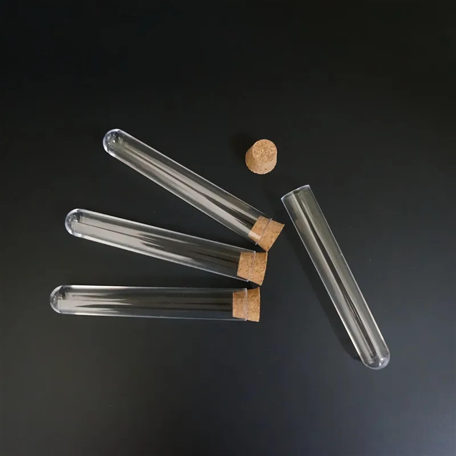 50 szt./100 szt./200 szt. 12 x 75 mm probówka laboratoryjna z korkowymi korkami przezroczysta plastikowa probówka szkoła laboratoryjna (rozmiar: 200 szt.)