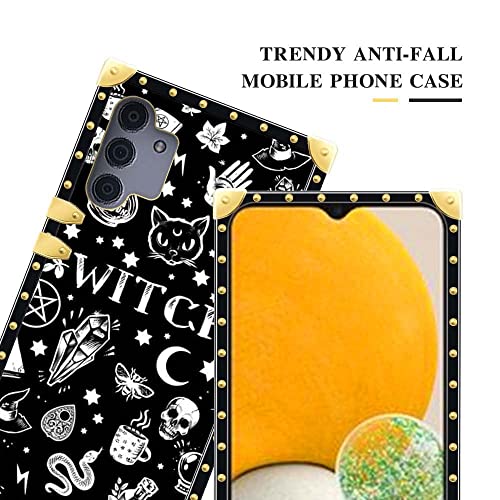 Daizag Compatible With Case For Samsung Galaxy A13 5G,B Witch Samsung Galaxy A13 5G Cases Square Case Luxury Elegant Women Girls Metal Decoration Corner Classic Retro Soft Tpu Case #TOP2