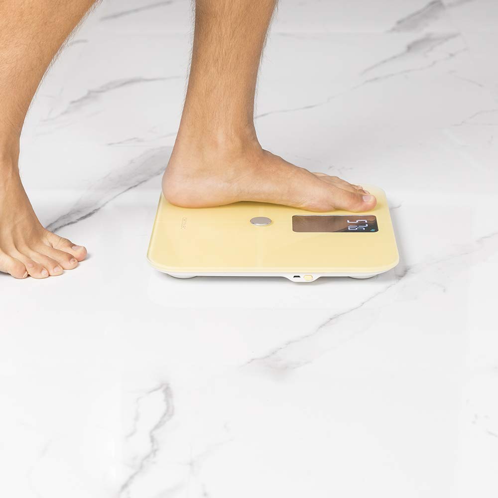Cecotec Pèse-Personne intelligent Surface Precision 10400 Smart Healthy Vision Yellow. Mesure de la bio-impédance, Grand écran, Jusqu’à 15 paramètres différents