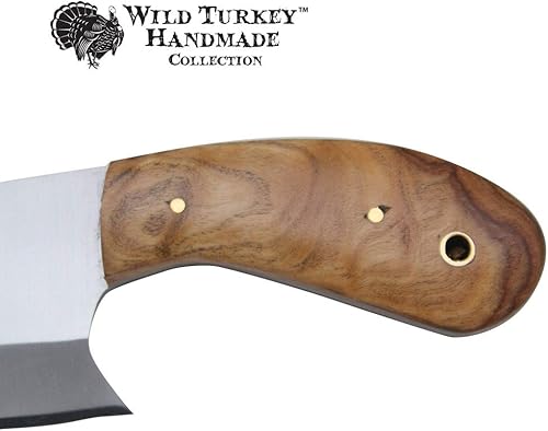 Miniatura 3 de Wild Turkey Handmade Colección 7" hoja fija Chef Cleaver Hacha con funda de cuero (BW)
