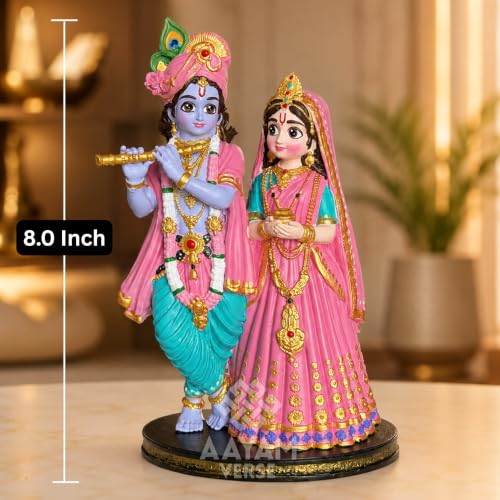 Image of Manmohak Radha Krishna Idol - 8 Inch UV Resin Murti | Hand-Painted Divine Couple Statue for Home Decor, Temple & Gifting