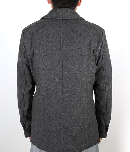 Image of chouyatou Men's Classic Notched Collar Double Breasted Wool Blend Pea Coat