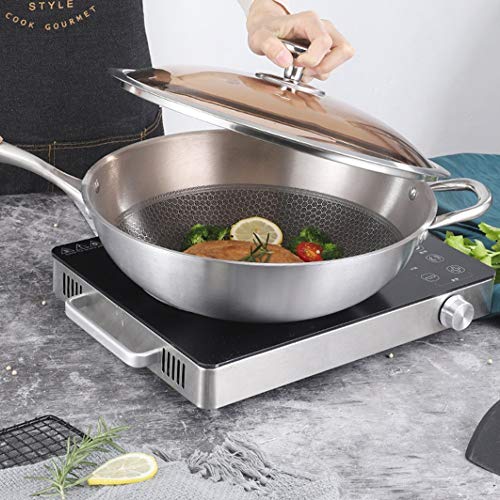 Wok de acero inoxidable 304 con fondo de nido de abeja antiadherente miniatura 3