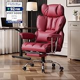 Cómoda silla de oficina con reposapiés: Esta silla de oficina ergonómica, con cojines de asiento de espuma ajustables individualmente y soporte lumbar, se adapta suavemente a su cuerpo y ofrece un apoyo óptimo para su espalda. El asiento está tapizado con cuero PU de alta calidad, brindándole una sensación muy agradable. El reposapiés integrado permite una relajación adicional durante el trabajo o en los descansos.