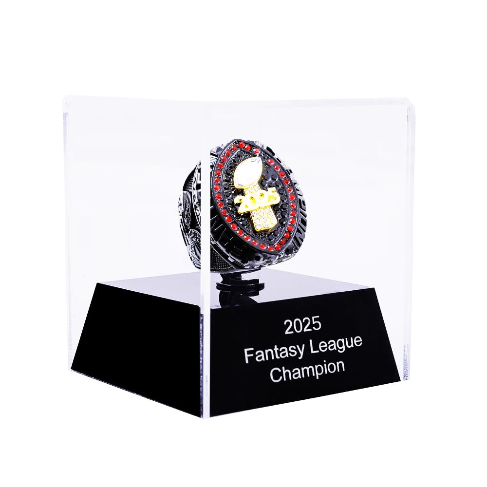 2025 Fantasy Football Championship Ring | Heavy FFL Champion Trophy Ring | Gold Silver Tone Plated Award Trophy for Fantasy Football League Winner