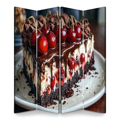 4 Panels Room Divider Screen Chocolate Cherry Cake Slice Cream