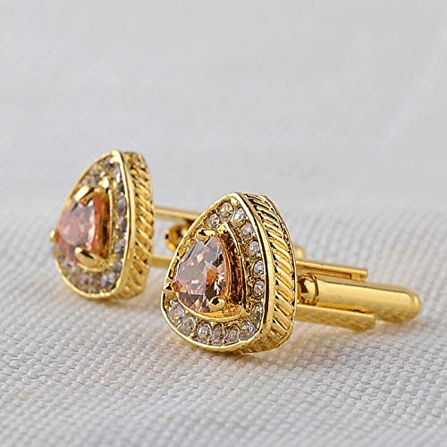 Hot Classic Manschettenknöpfe for Herren Damen Crystal Fashion Triangle Cuff Accessoires Shirt Cufflink (Color : Gold)