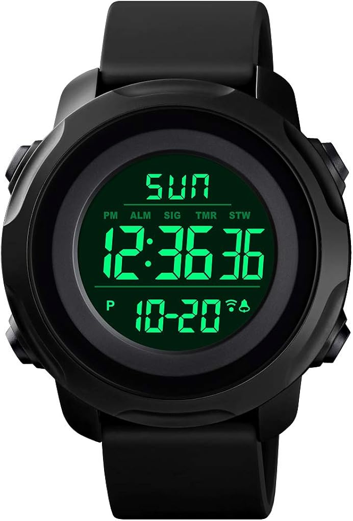 Vista 2 de Reloj deportivo digital para hombre Militar electrónico impermeable relojes para hombres con cronómetro alarma LED retroiluminación