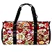 Borsa da palestra sportiva con tracolla peonia giapponese floreale pieghevole ventilatore modello rosso, Multicolore, 45x23x23cm/17.7x9x9in, Unico