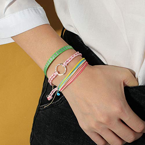 C·QUAN CHI 3 peças de pulseiras trançadas feitas à mão pulseiras trançadas multicoloridas para torno