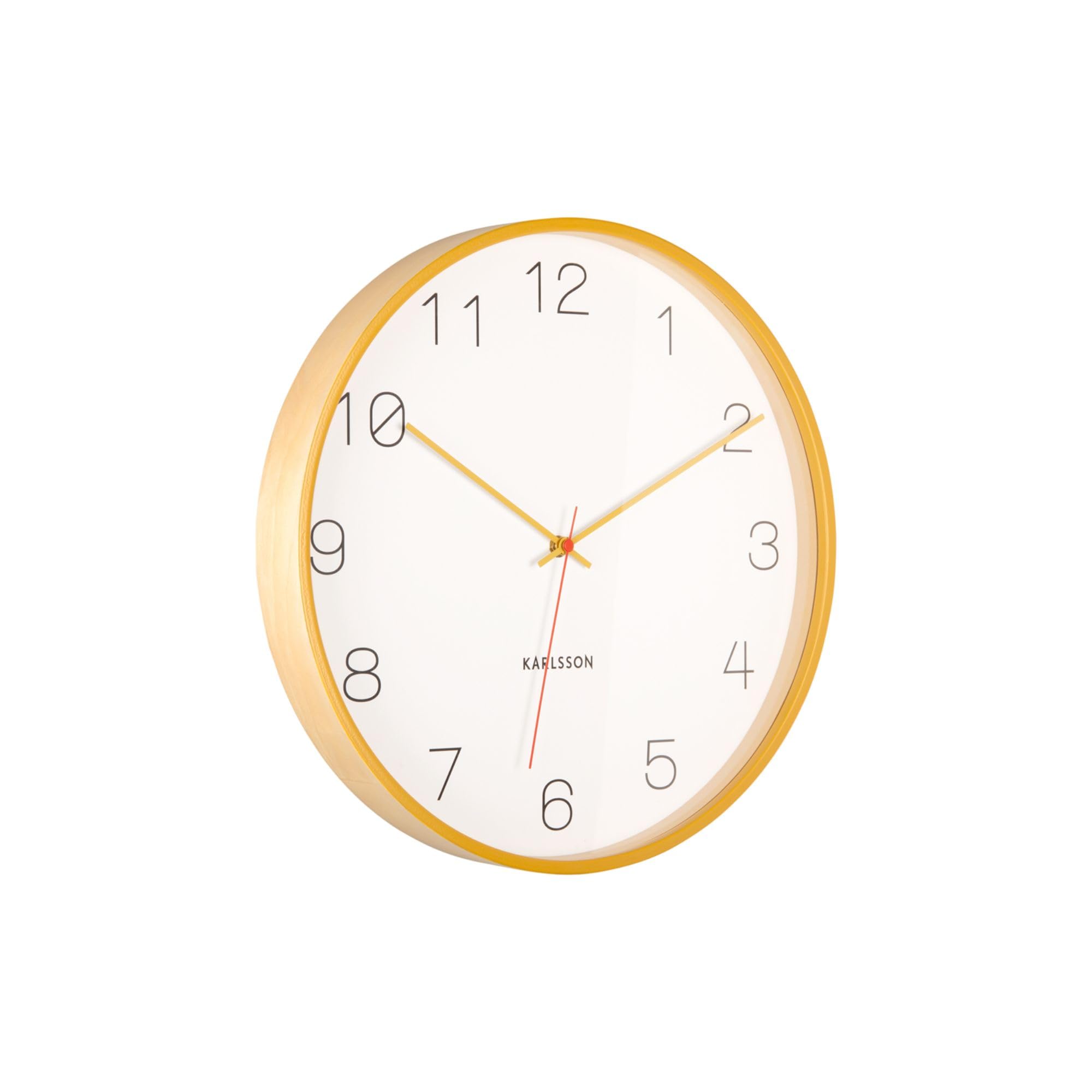 Horloge murale bois design scandinave Karlsson Joy jaune et nature