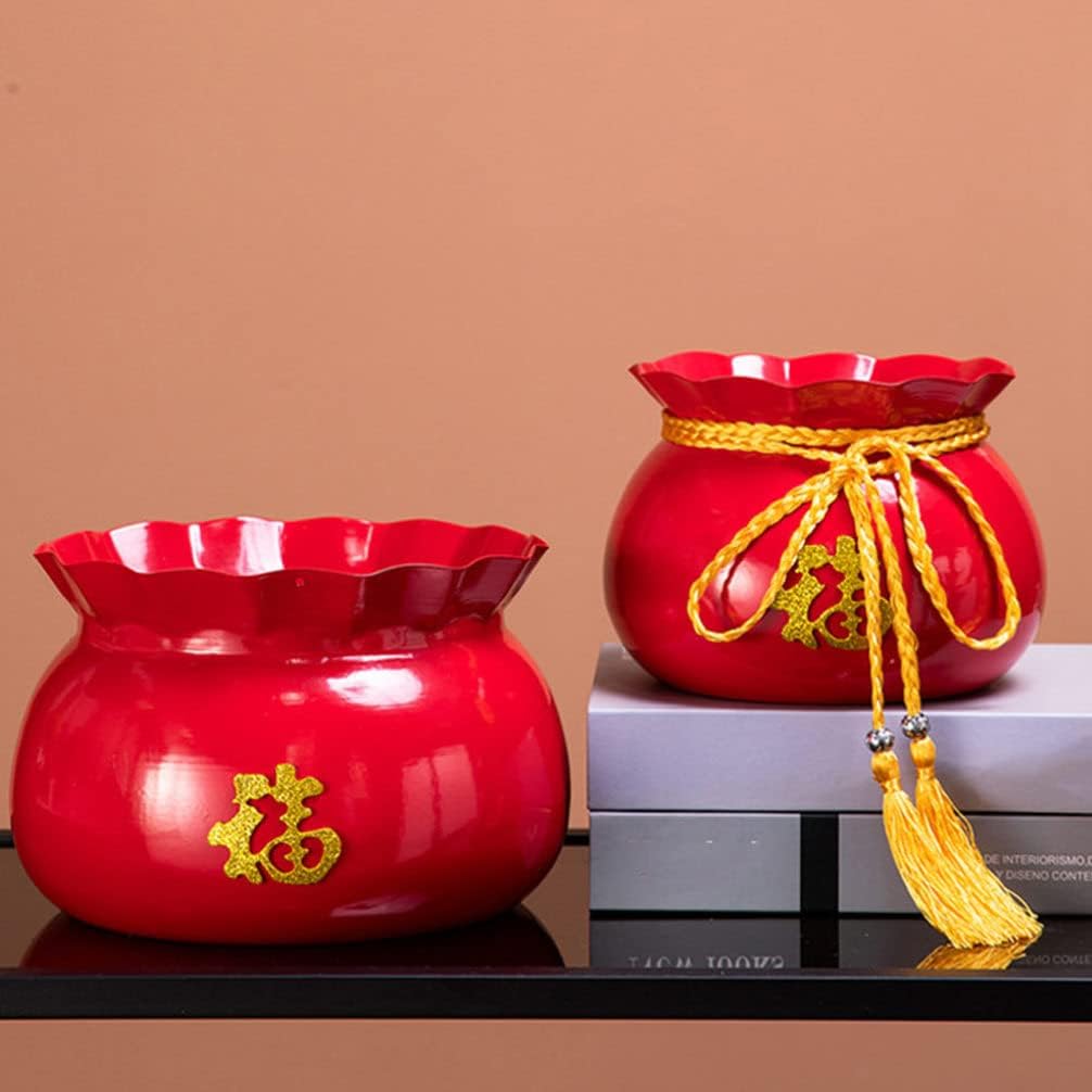 1pc Treasure Bowl Luck Pail Decor Indoor Flowerpots Iron Art Flower Pot Chinese Style Flowerpot Flower Pot Adornment Chinese Style Planting Container Chic Iron Flowerpot