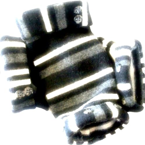 Fingerless Gloves Black Gray White Striped M - L Medium - Large 100% Merino Wool Women's Arm Warmers Handmade Cuffs Free Shipping