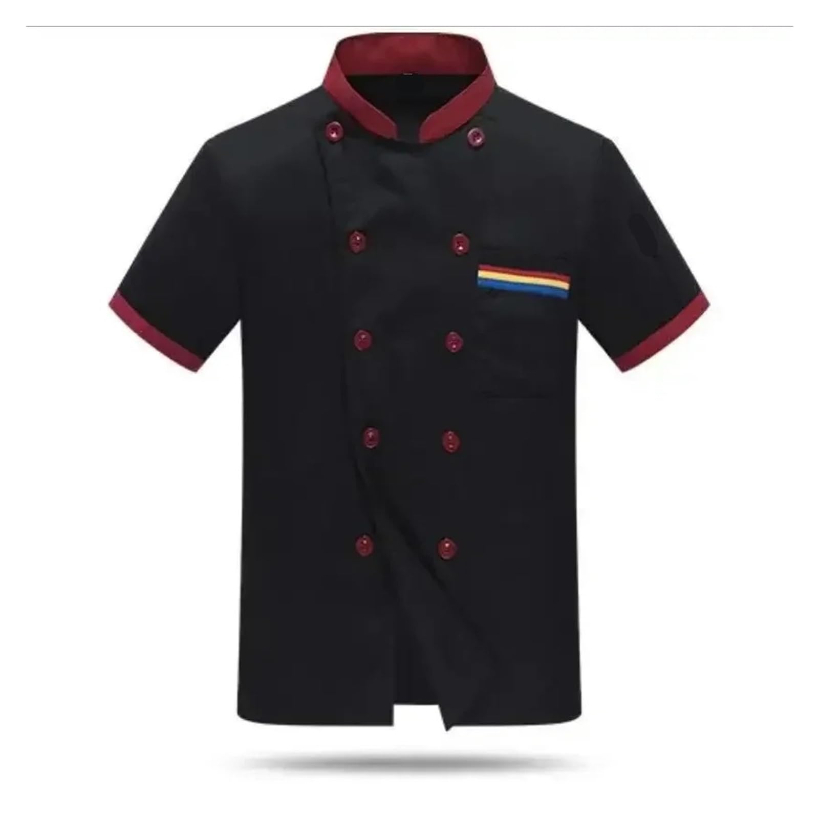 Giacca Chef Uomo Divisa da Cuoco A Maniche Corte Uomo Lavoro per Cucina Hotel Mensa Chef(Black S,M)