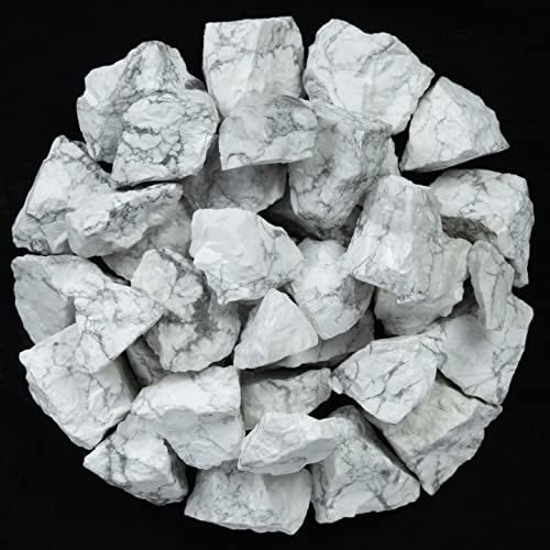 Zaicus Howlite Raw Stones Bulk, Rough Stones For Jewelry Making, Tumbling Bulk, Polishing, Cabbing, Lapidary, Fountain Rocks, Decoration, Wire Wrapping, Gem Mining, Reiki Healing 1 Lb #TOP3