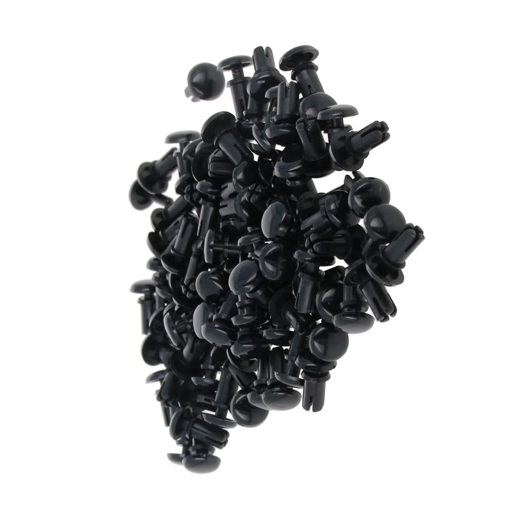 Push Clips Rivets R3560 Nylon 6.4mm Dia Fastener Rivet Clips for Bumper Trim Panel Black 200PCS