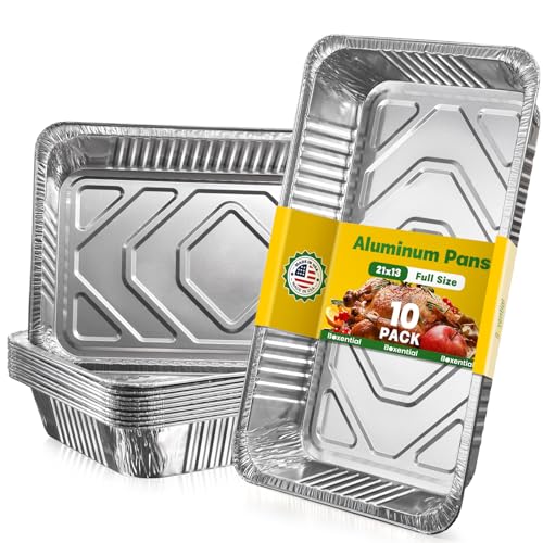 21x13 Aluminum Pans 10‑Pack Heavy‑Duty Disposable Baking Pans