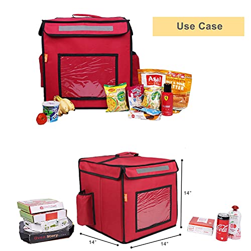 Image of Maxim Insulated Water Stain Repellent Food Pizza Courier Delivery Bag 45 litres 14X14X14 inches (Large, Red)