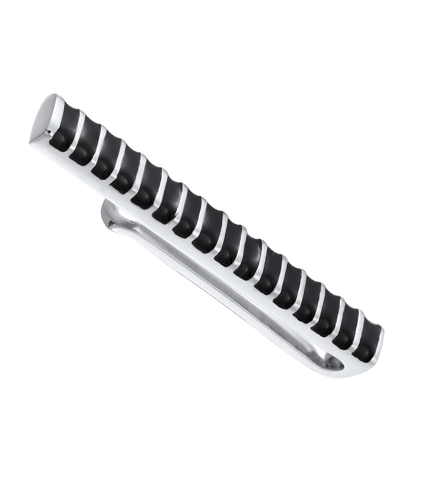 Kuzzoi Stropdasspeld voor heren, kunstig getextureerde dasspeld (5 mm) gepolijst voor normale stropdassen van 925 sterling zilver, dassieraden voor mannen met geribbelde details, standaard