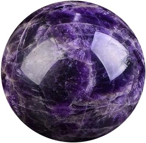 Amethyst Crystal Sphere Ball with Wood Stand Large Crystals Sphere Sculpture Home Office Decoration Fengshui,60mm