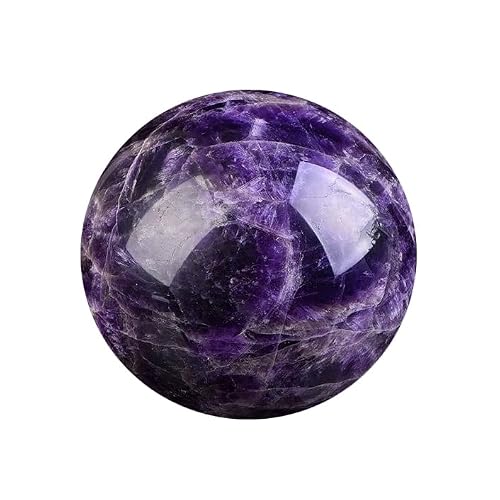DPURPIWADY Amethyst Crystal Sphere Ball with Wood Stand Large Crystals Sculpture Home Office Decoration Fengshui,60mm