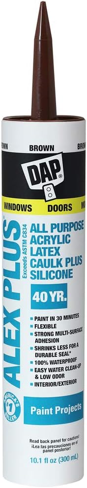 DAP 18120 Alex Plus Brown (18112) Raw Building Material, White, 10.1 FL OZ