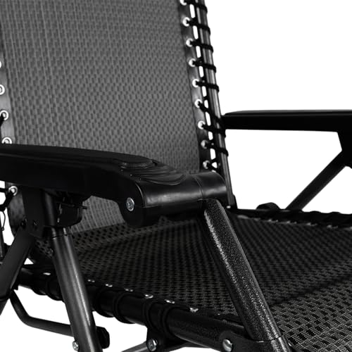 Spetebo Relaxsessel mit Kopfkissen aus Textil Gewebe 175 x 65 cm – steingrau - 6