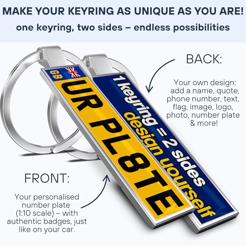 SONZE Custom Number Plate Keyring with Name Text Logo Photo Initial - License Plate Keyring Vehicle Reg Plate Keychain Keyfob Car Accessory Personalised Gifts - Image 2