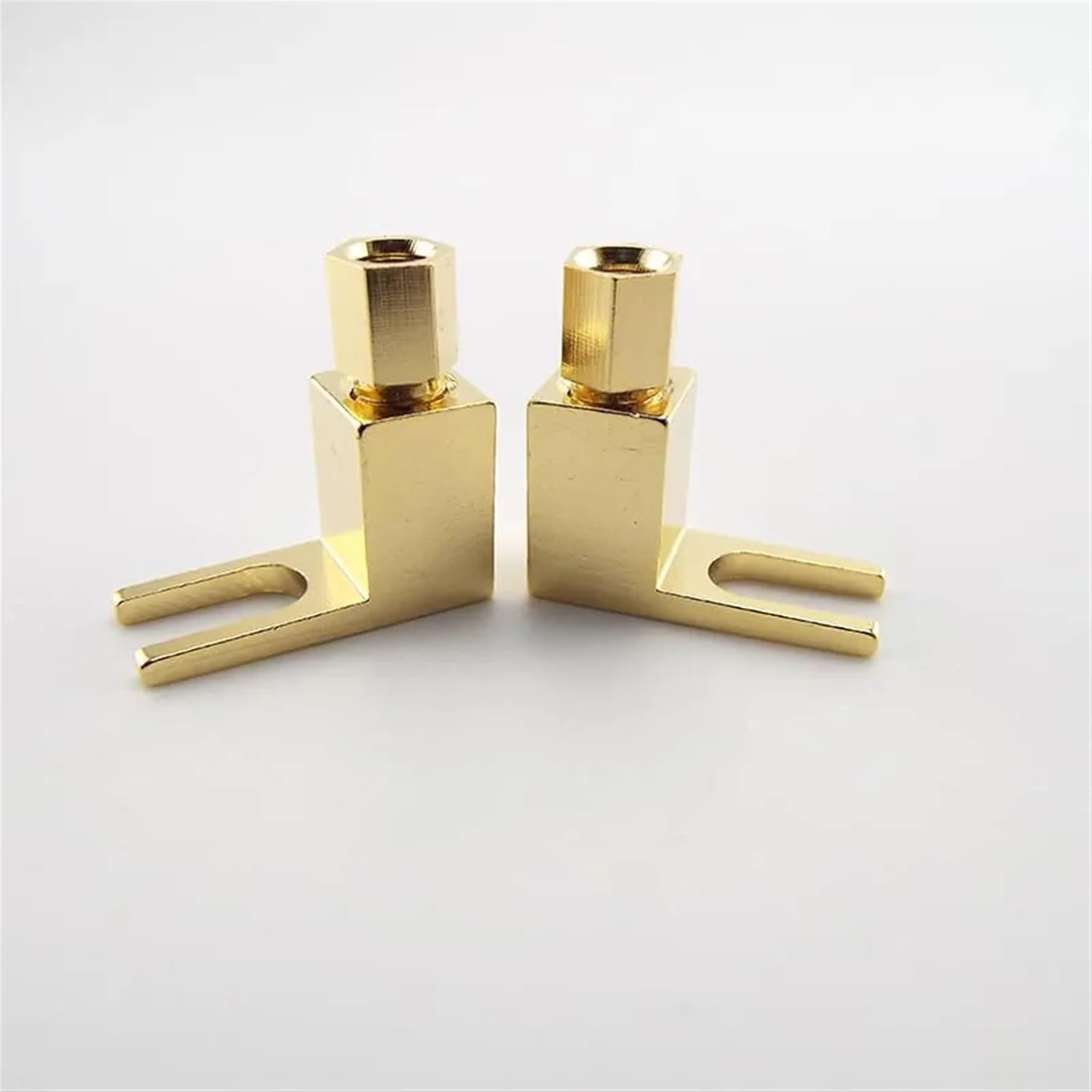 1pcs 4MM Banana Y Fork Right Angle Audio Speaker Wire Connector Jack Adapter Gold Plated Screw Solderless Adaptor