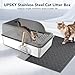 UPSKY Stainless Steel Cat Litter Box with Lid, XL Large Metal Litter Box for Large Breeds, Enclosed Kitty Litter Pan with High Sides, Leak-Proof & Non-Stick, Easy to Clean, Scoop and Mat Included