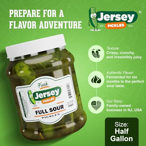 Jersey Pickles - Full Sour (Old Fasion Flavor) - Fresh, Keto-Friendly, and Perfect for Snacks, Sandwiches, or Salads – The perfect Pickle Jars Cornichon for Families or Gatherings