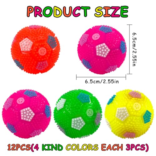 Lets Joy Party Mitgebsel Kindergeburtstag, 12 Stück Fußball Leuchtend Kinder, Leuchtball Fußball Leuchtspielzeug, Geräusch LED Leuchtspielzeug Kinder, Mitgebsel Fussball Party Geschenke