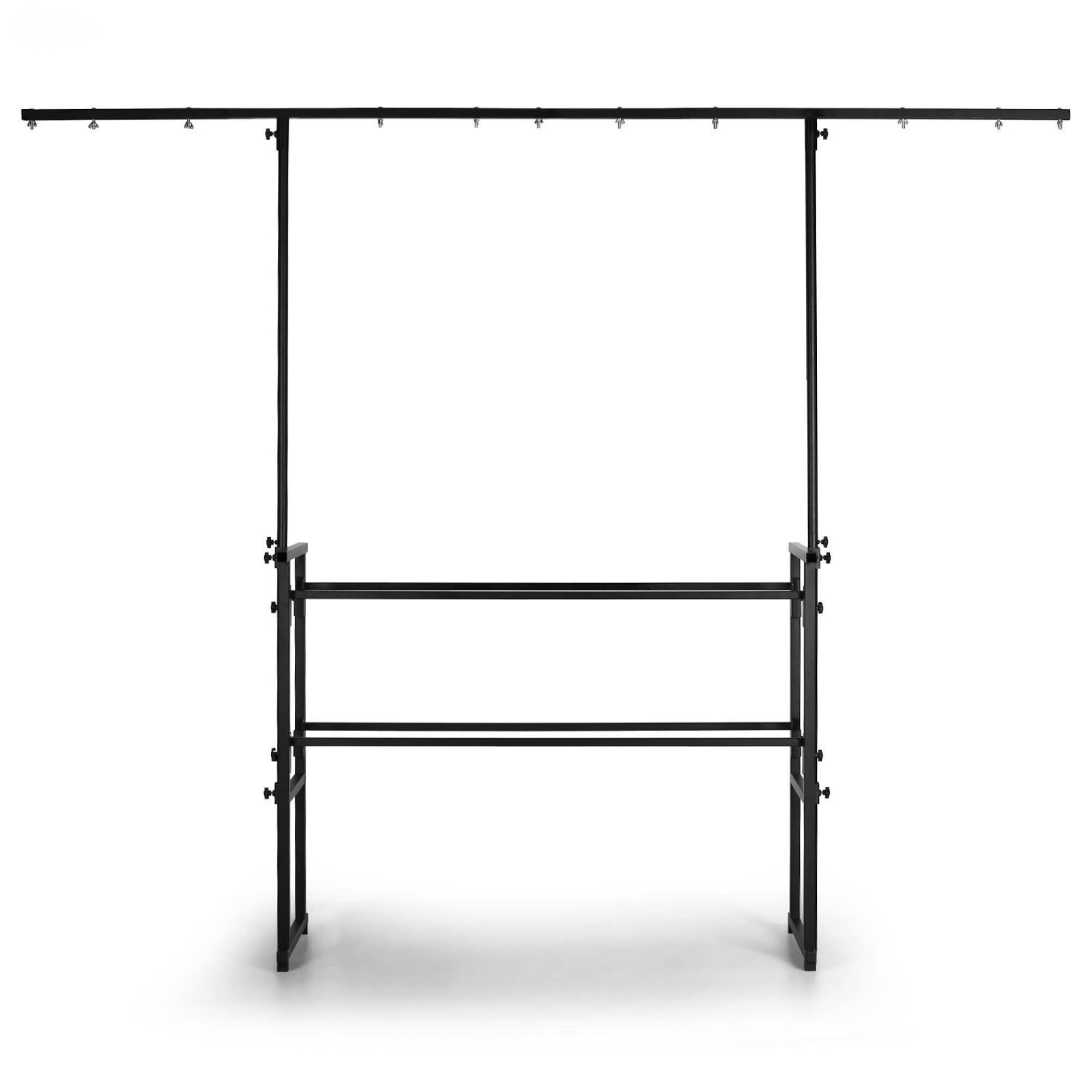Audibax DS10 - Supporto Traverse per luci da discoteca - Altezza regolabile della barra T da 211 a 251 cm - Supporto per illuminazione con 11 punti di presa per luci - Piedini in gomma antiscivolo