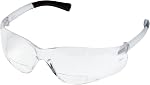 MCR Safety Crews BKH10 Bearkat Magnifier Polycarbonate 1.0 Diopter Clear Lens Safety Glasses with Non-Slip Hybrid Black Temple Sleeve, 1 Pair, Black/Clear