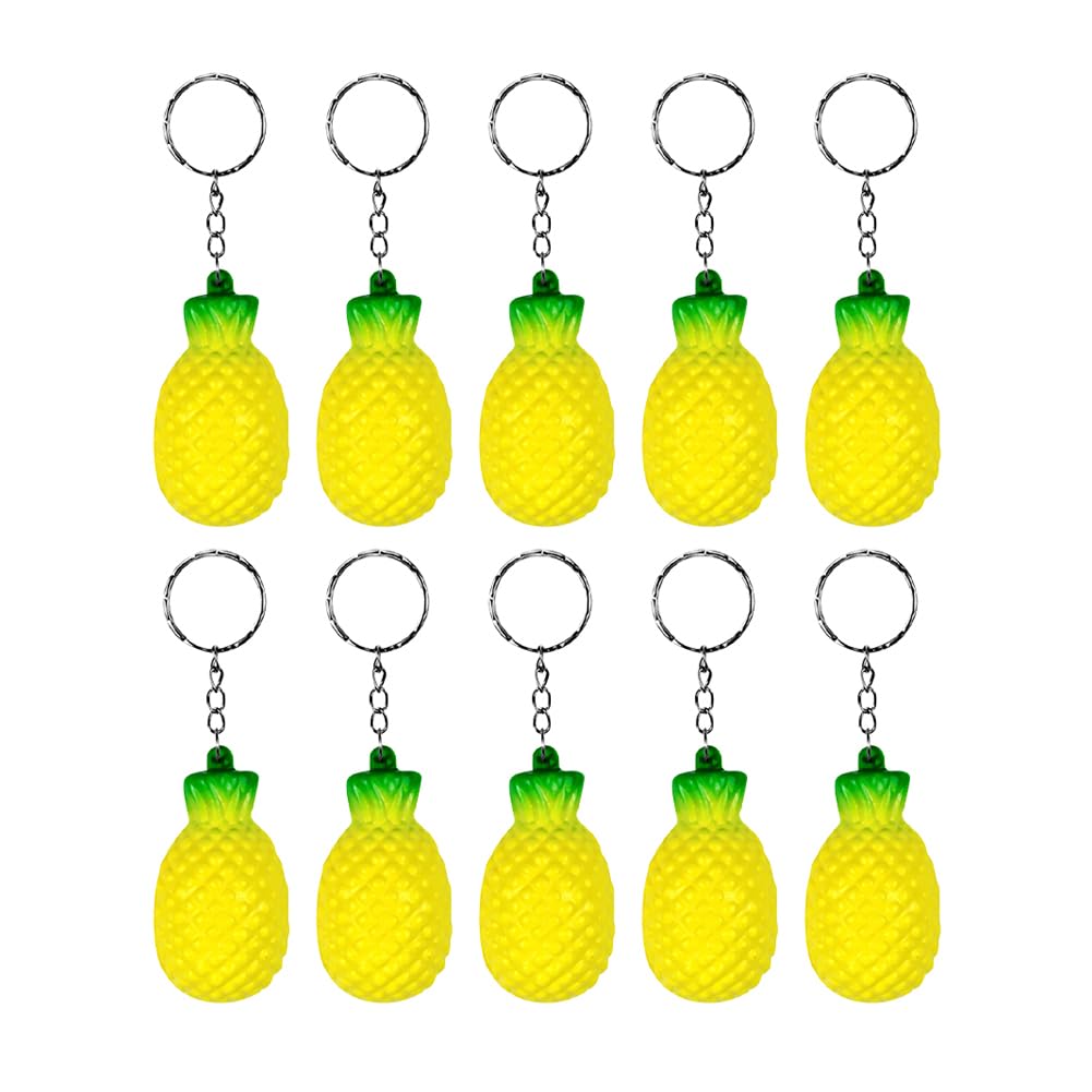 HugeDE 10 Pcs Pineapple Key Chains Small Pineapple Charms Cute Fruit Keychains Fruit Charms Pineapple Party Favors for Decoration