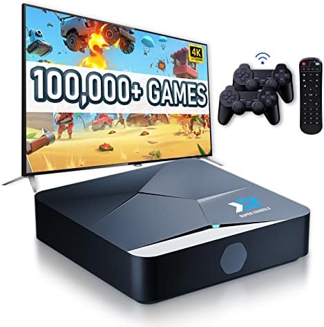 Retro game console Super Console X2 with 100000+ Video games, Emulator console compatible 70+ Emulators, EmuE 4.5/Android 9.0 System, Video game console supports 4K UHD, BT5.0, 2.4G+5G, Plug & Play