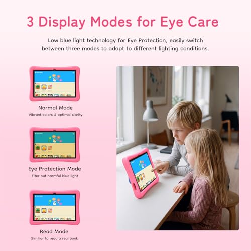 Image of SVITOO Kids Tablet 10 Inch, Android Tablets Toddler Tablet with Parental Controls, 20GB Ram 64GB ROM 1TB Expandable, Dual Camera, 6000mah WiFi 6, Shockproof Eva Case Pink