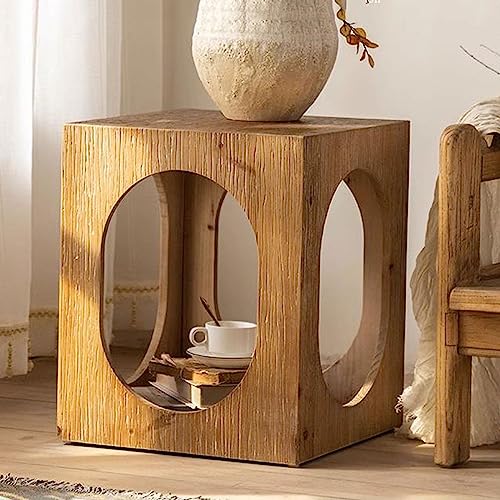 Table d'appoint carrée de ferme avec étagère basse de rangement