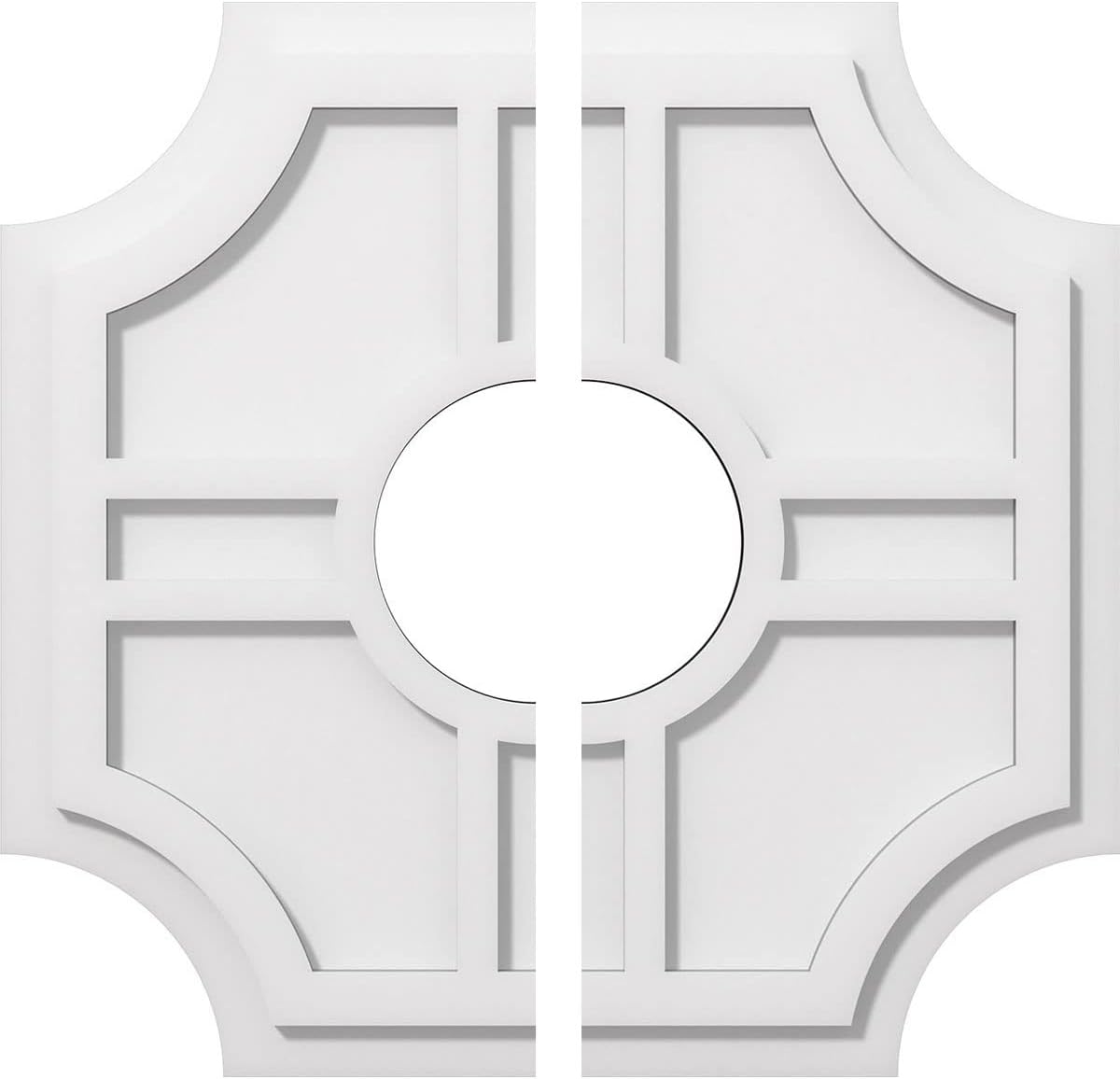 Ekena Millwork CMP20HS2-06000 Haus Architectural Grade PVC Contemporary, Two Piece Urethane Ceiling Medallions 20"OD x 6"ID x 6 1/2"C x 1"P