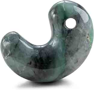 Amazon | プレミアム 糸魚川天然翡翠 勾玉 鮮やかな緑と黒色 艶美麗