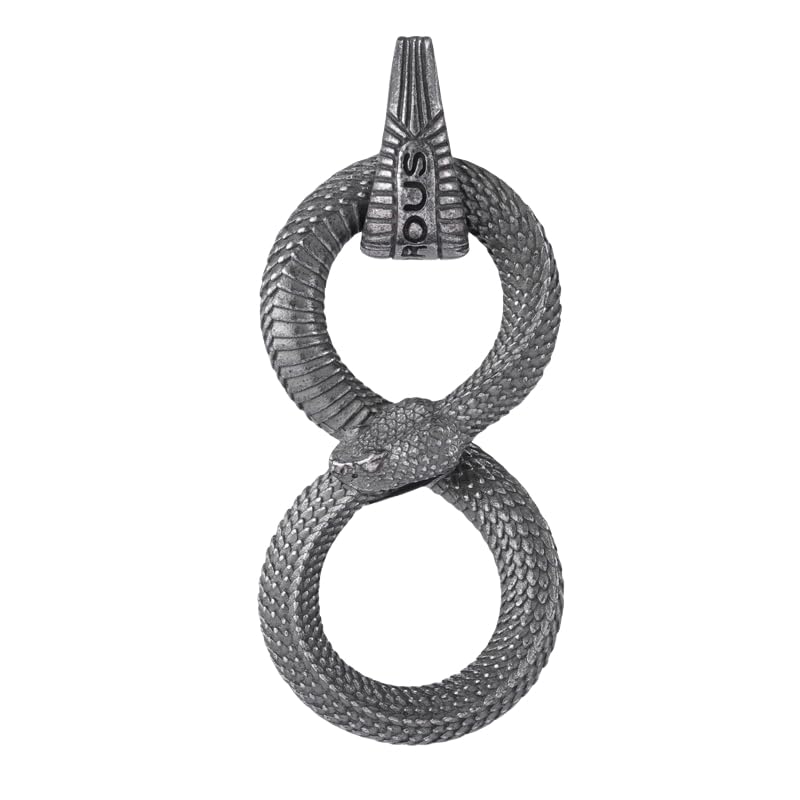 Pendentif Ouroboros argenté style motard et bohème pour look rock quotidien