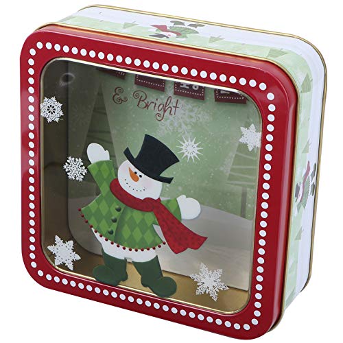 KESYOO 15X15cm Caixa de Folha de Flandres de Natal Com Janela Vazia Latas de Biscoitos Caixa de Pres