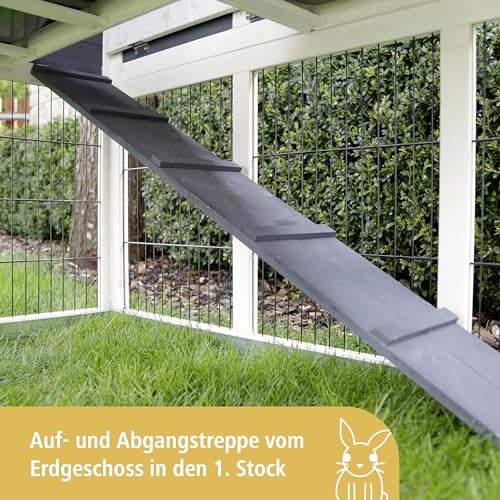 Kerbl Pet Nagerstall Villa, Kleintierstall, Nagerstall, 118x68x118cm, Holz, Hasen, Kaninchen, wetterfestes Dach